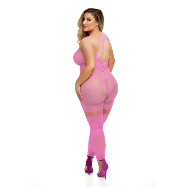 Bodystocking Pink Lipstick Różowy (Queen size) - obrazek 2