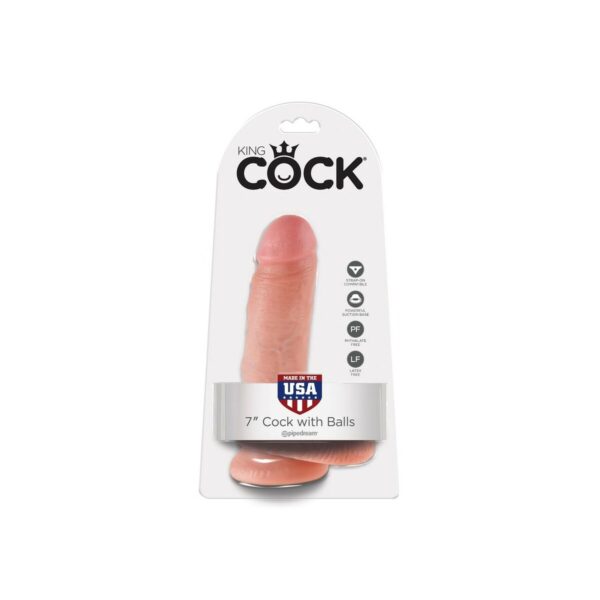 Dildo z jądrami 7 cali cieliste Pipedream King Cock - obrazek 2