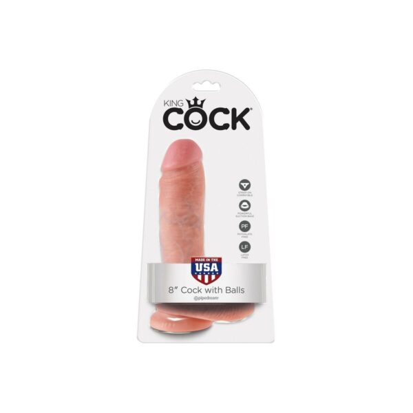 Dildo z jądrami 8 cali cieliste Pipedream King Cock - obrazek 2