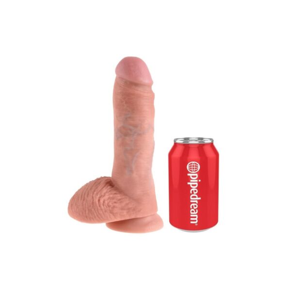 Dildo z jądrami 8 cali cieliste Pipedream King Cock - obrazek 4