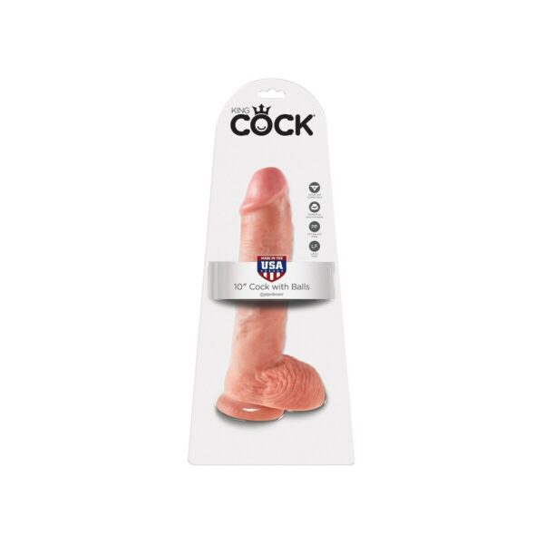 Dildo z jądrami 10 cali cieliste Pipedream King Cock - obrazek 2