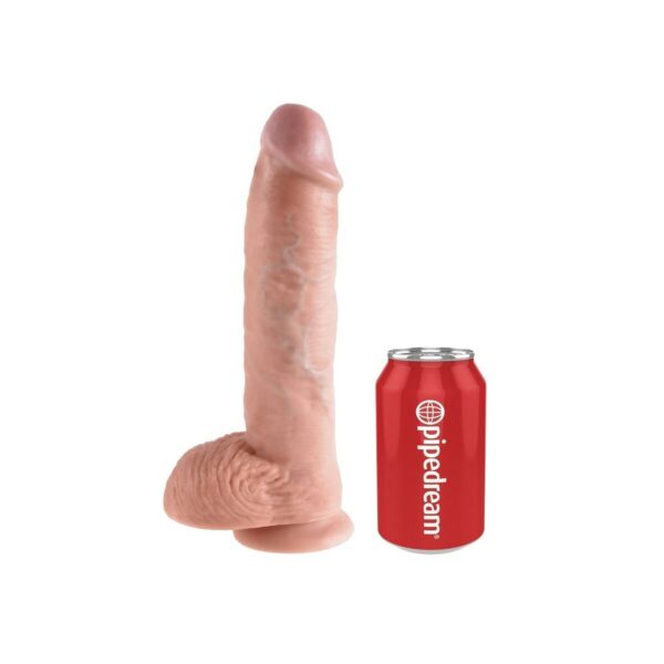 Dildo z jądrami 10 cali cieliste Pipedream King Cock - obrazek 4