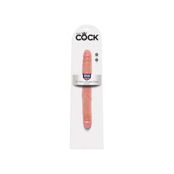 Dildo dwustronne cienkie 12 cali cieliste Pipedream King Cock - obrazek 2