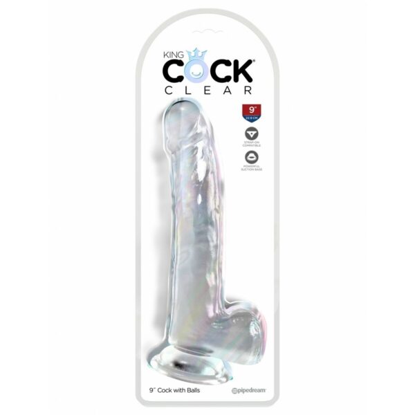 Realistyczne dildo Pipedream King Cock Clear TPE Przezroczysty - obrazek 2