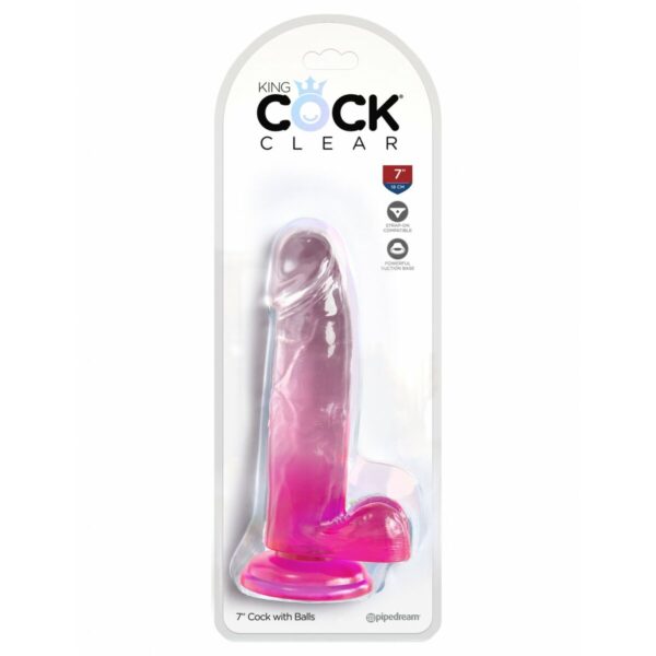 Dildo Pipedream King Cock Clear TPE Różowy - obrazek 2