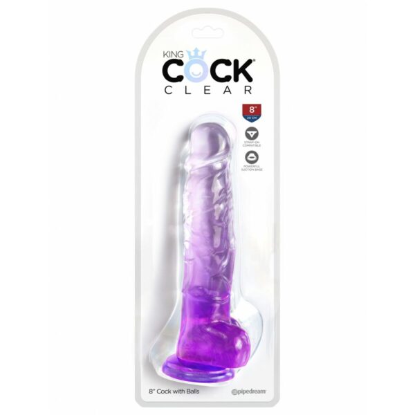 Realistyczne dildo Pipedream King Cock Clear TPE Fioletowy - obrazek 2