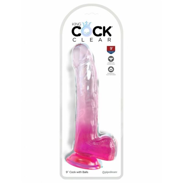 Realistyczne dildo Pipedream King Cock Clear TPE Różowy - obrazek 2