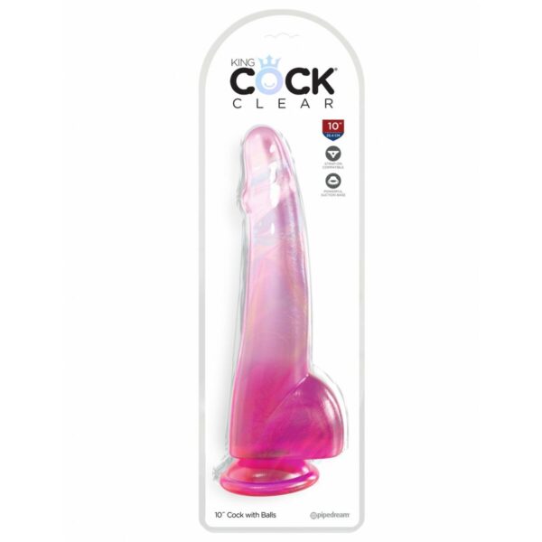 Realistyczne dildo Pipedream King Cock Clear TPE Różowy - obrazek 2
