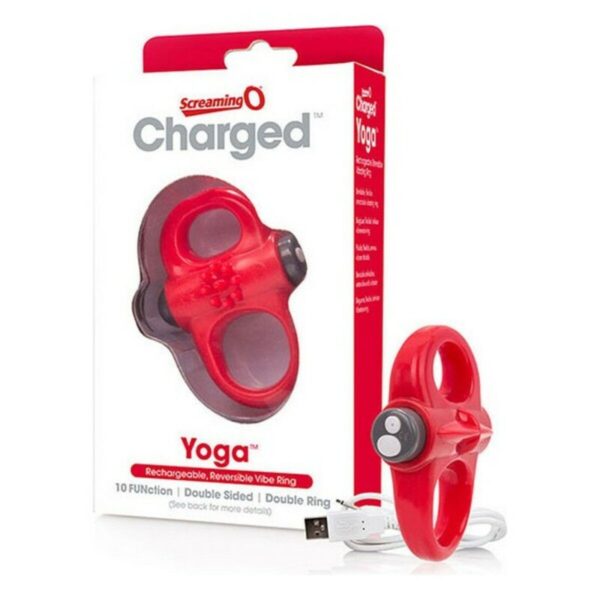 Wibrujący Pierścień Erekcyjny The Screaming O Charged Yoga Czerwony - obrazek 3