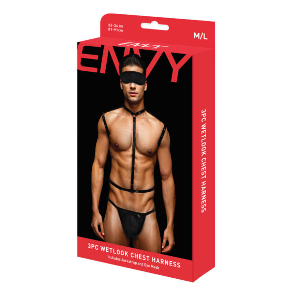penis z uprzążą Envy Czarny M/L Klatka piersiowa - obrazek 5