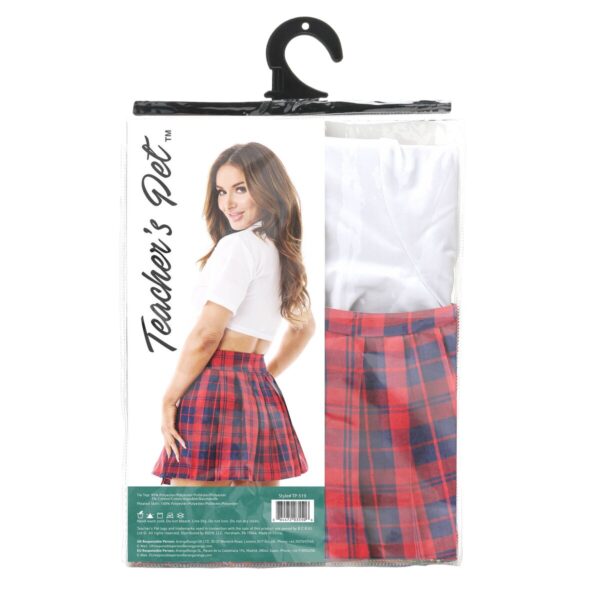 Kostium Erotyczny Teacher's Pet School Girl Czerwony Jeden rozmiar - obrazek 4