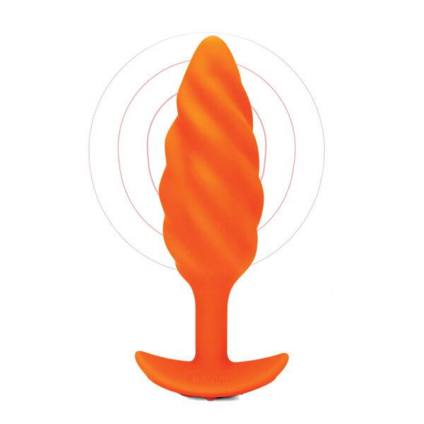 Wibrujący korek analny B-Vibe Swirl Texture Pomarańczowy - obrazek 5