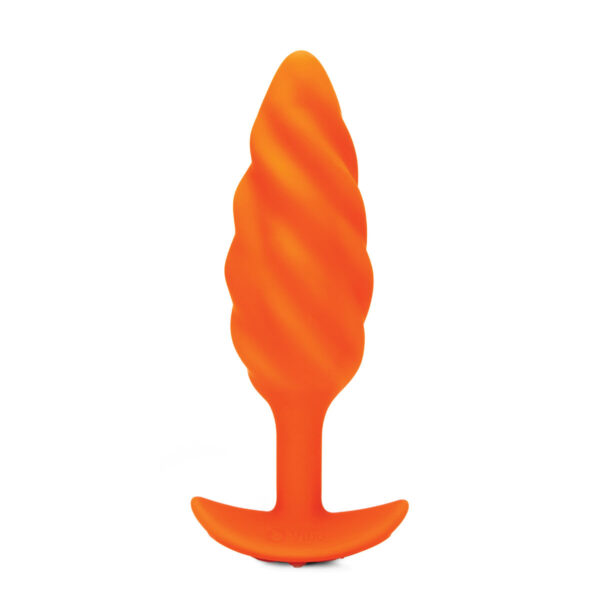 Wibrujący korek analny B-Vibe Swirl Texture Pomarańczowy - obrazek 3