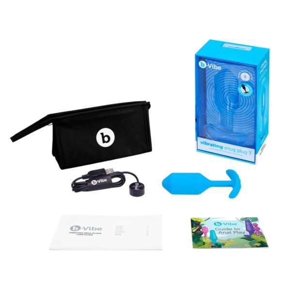 Zatyczka Analna B-Vibe Vibrating Snug 3 Niebieski (3,7 x 13,8 x 1 cm) - obrazek 8