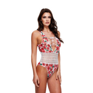 trykot Baci Lingerie Floral & Lace Biały Wielokolorowy M/L