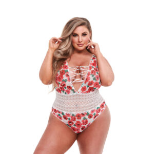 trykot Baci Lingerie Floral & Lace Biały Wielokolorowy XL Queen