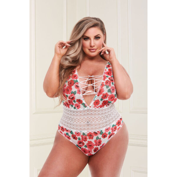trykot Baci Lingerie Floral & Lace Biały Wielokolorowy XL Queen - obrazek 2