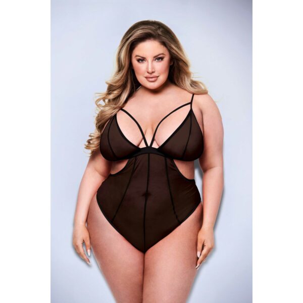 trykot Baci Lingerie Crotchless Czarny Queen size - obrazek 2