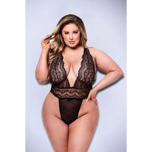 trykot Baci Lingerie Deep V Czarny Queen size - obrazek 2