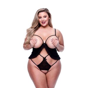 trykot Baci Lingerie Peek-a-boo Czarny Queen size