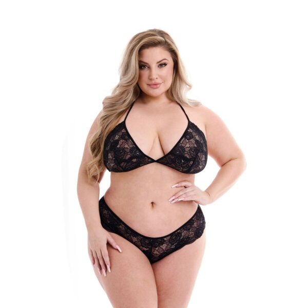 Zestaw bielizny Baci Lingerie Bra & Panty Czarny (Queen) - obrazek 2
