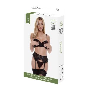 Zestaw bielizny Baci Lingerie Peek-A-Boo Bra Czarny (M/L)