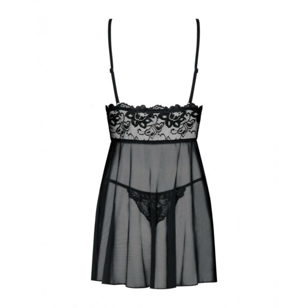 Koszulka i stringi Imperia (rozmiar L/XL) Obsessive Idillia babydoll Czarny - obrazek 5