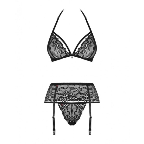 Zestaw koronkowej bielizny Obsessive 838-SEG-1 Czarny S/M - obrazek 4
