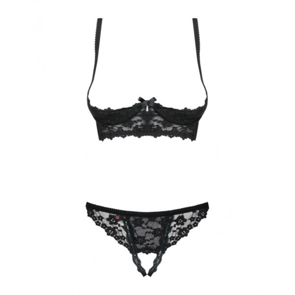 Zestaw koronkowej bielizny Obsessive Letica Czarny L/XL - obrazek 4
