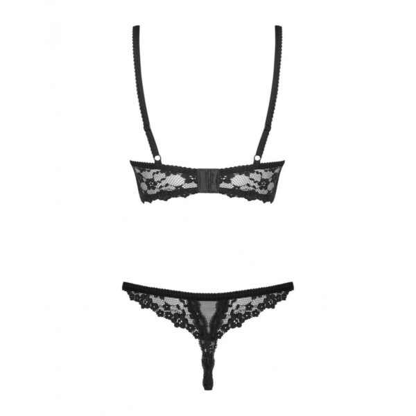 Zestaw koronkowej bielizny Obsessive Letica Czarny L/XL - obrazek 5