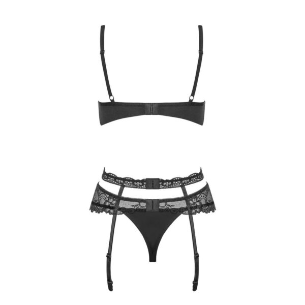 Zestaw koronkowej bielizny Obsessive Heartina Czarny S/M - obrazek 4