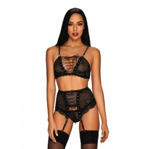 Zestaw bielizny Obsessive Basitta Czarny S/M