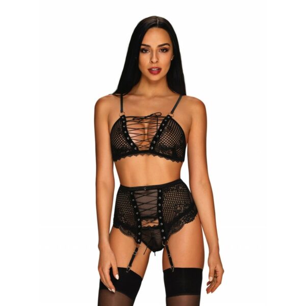 Zestaw bielizny Obsessive Basitta Czarny S/M