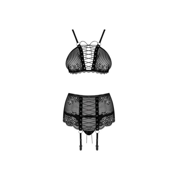 Zestaw bielizny Obsessive Basitta Czarny S/M - obrazek 3
