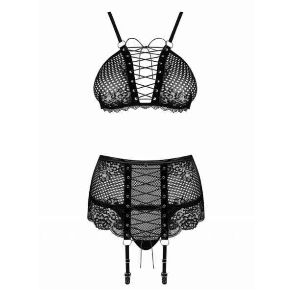 Zestaw bielizny Obsessive Basitta Czarny S/M - obrazek 4