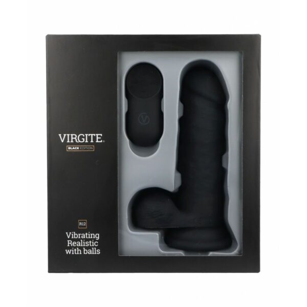 Realistyczne dildo Virgite R12 Czarny 14,4 cm - obrazek 3
