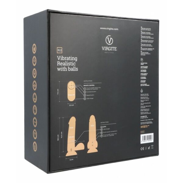 Realistyczne dildo Virgite R12 Czarny 14,4 cm - obrazek 5