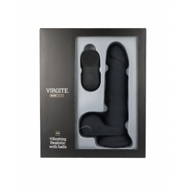 Realistyczne dildo Virgite R16 Czarny 16 cm - obrazek 2