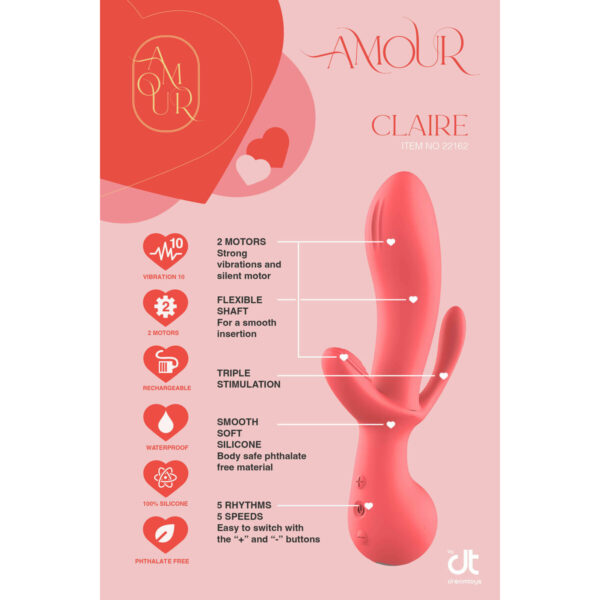 Klasyczny wibrator Dream Toys Amour Triple Pleasure Różowy - obrazek 4