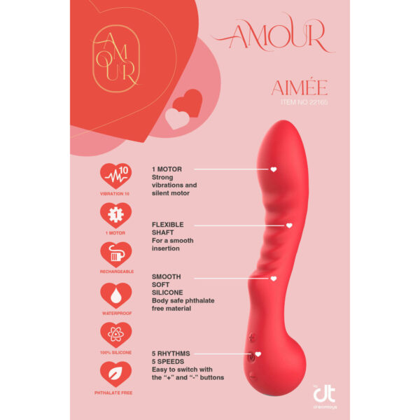 Klasyczny wibrator Dream Toys Amour Flexible G-Spot Czerwony - obrazek 4